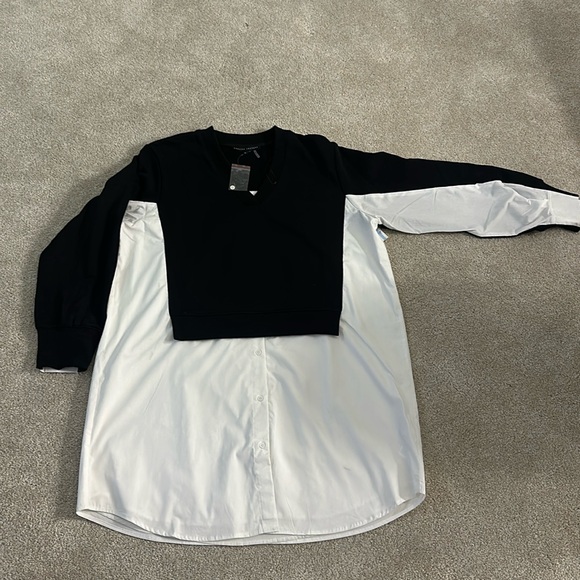 English Factory V-NECK SWEATSHIRTS DRESS WITH POPLIN - Picture 5 of 8